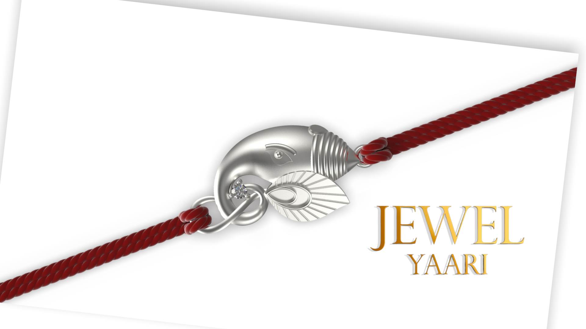 JewelYaari 925 Sterling Silver Rakhi With Roli Chawal ( Om Ganesha)