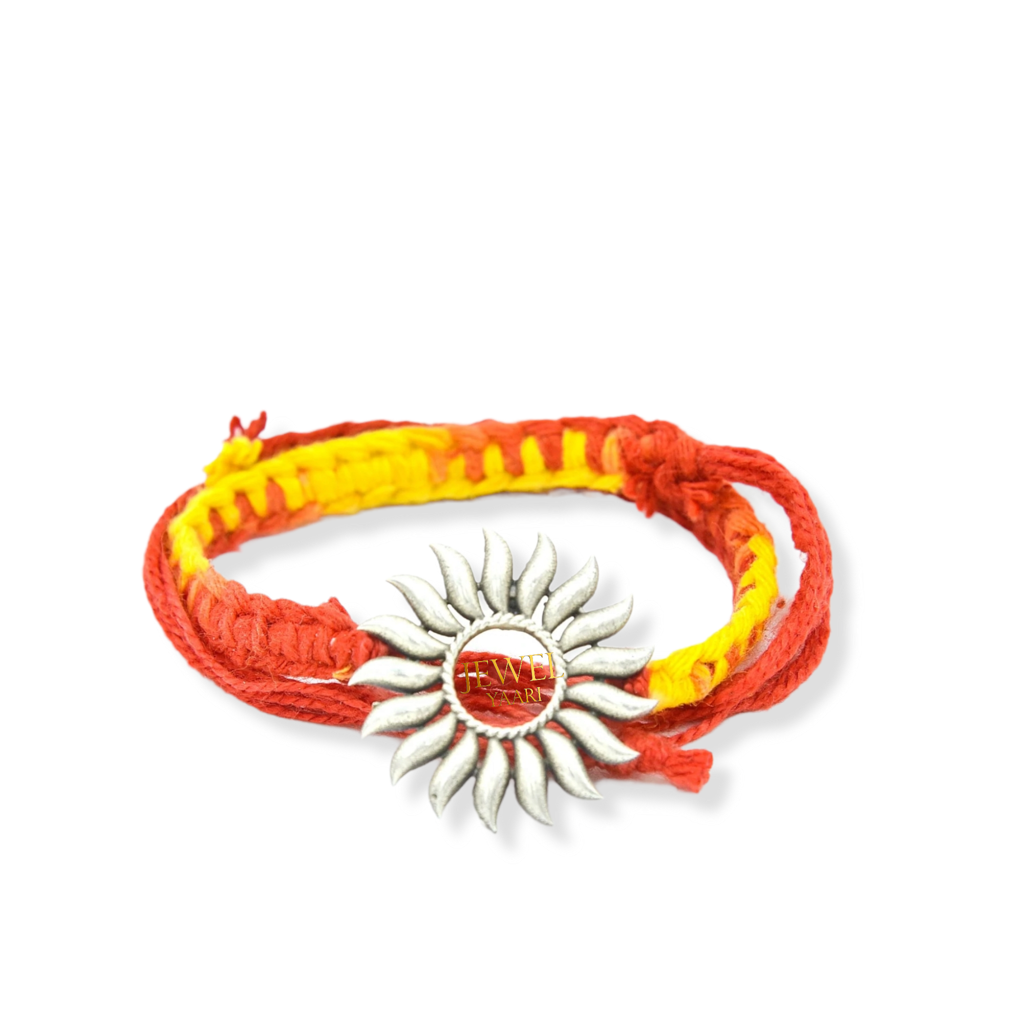 JewelYaari 925 Sterling Silver SUN Rakhi With Roli Chawal ( SUN )