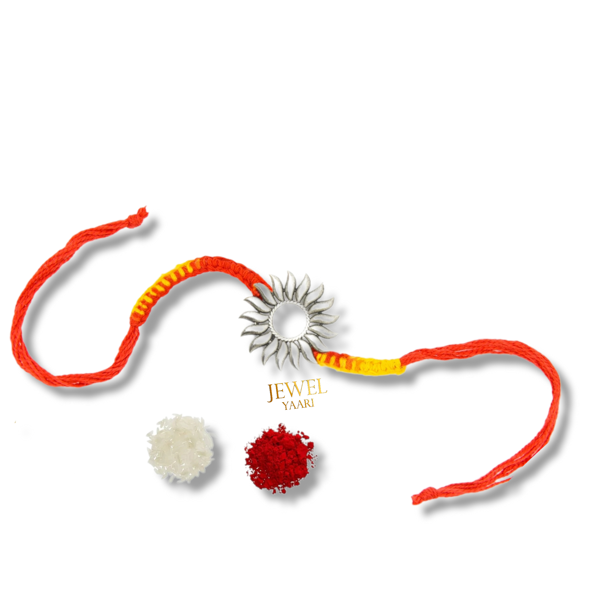 JewelYaari 925 Sterling Silver SUN Rakhi With Roli Chawal ( SUN )