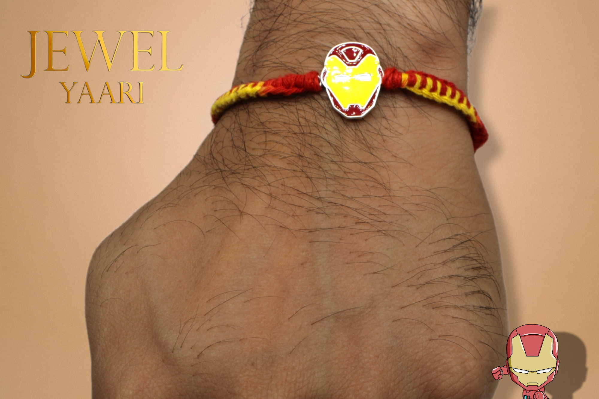 JewelYaari 925 Iron Man Sterling Silver Rakhi With Roli Chawal ( Iron Man )