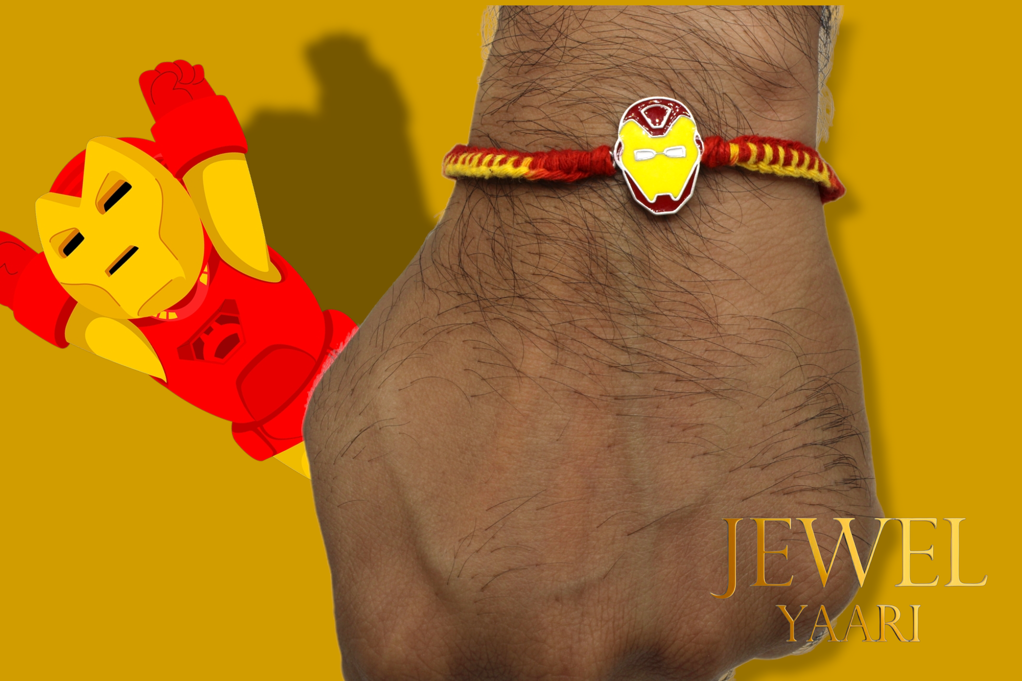 JewelYaari 925 Iron Man Sterling Silver Rakhi With Roli Chawal ( Iron Man )