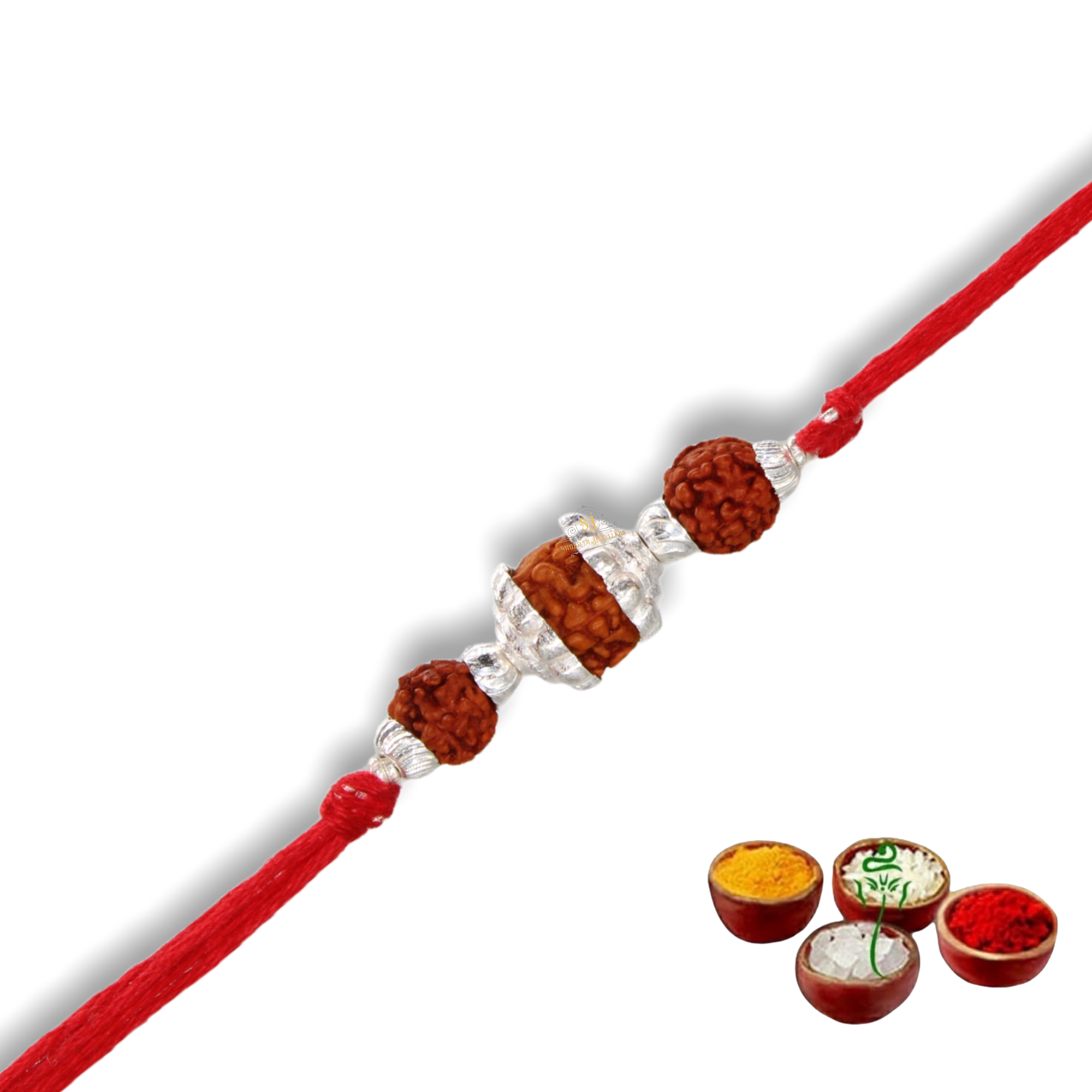 JewelYaari 925 Sterling Silver Rakhi With Roli Chawal ( RUDRA3LNCD2)