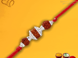 JewelYaari 925 Sterling Silver Rakhi With Roli Chawal ( RUDRA3LNCD2)