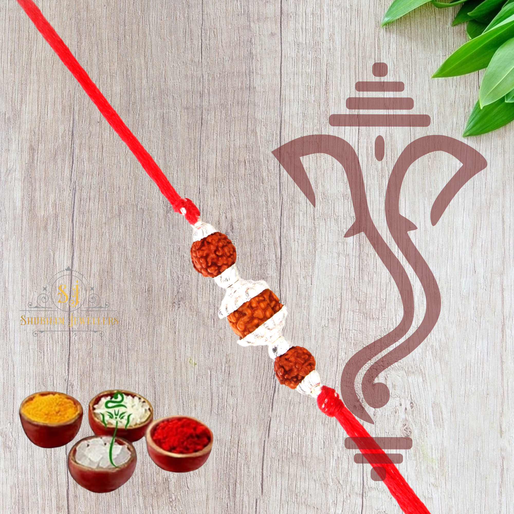 JewelYaari 925 Sterling Silver Rakhi With Roli Chawal ( RUDRA3LNCD2)