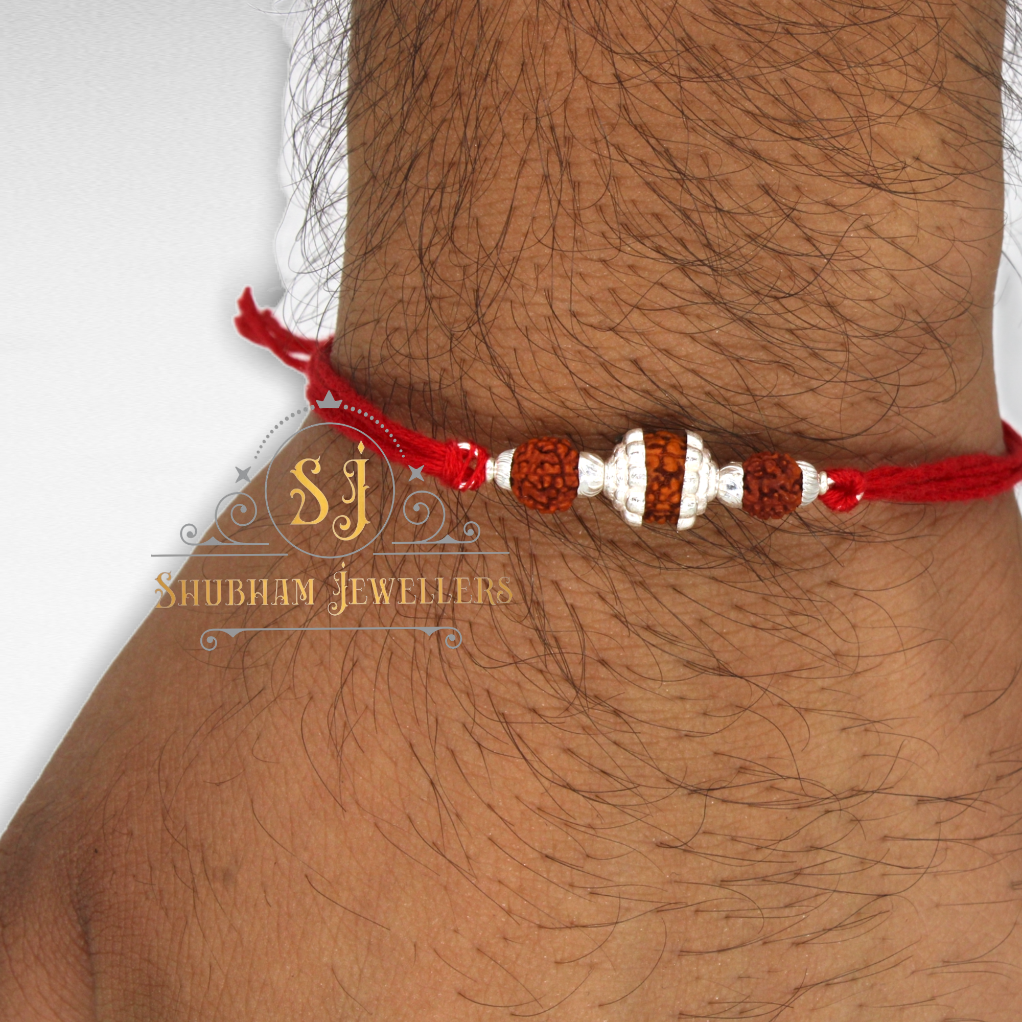 JewelYaari 925 Sterling Silver Rakhi With Roli Chawal ( RUDRA3LNCD2)