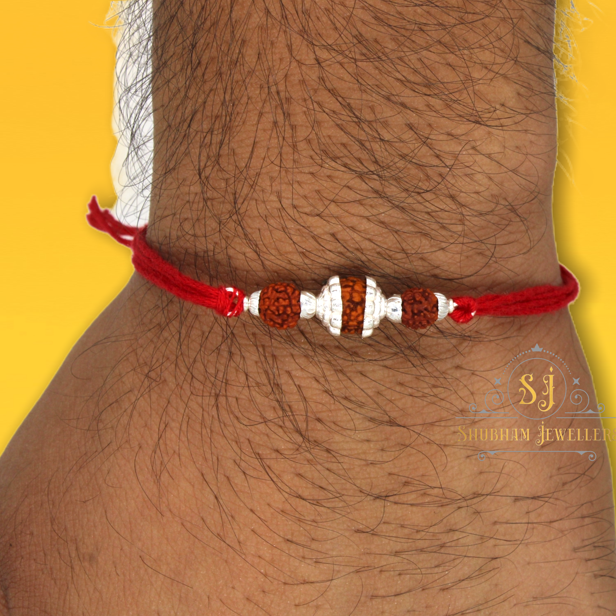 JewelYaari 925 Sterling Silver Rakhi With Roli Chawal ( RUDRA3LNCD2)