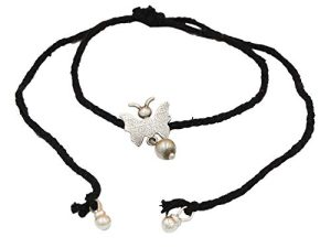 SJ Shubham Jewellers Rehti 925 Oxidised Silver Black Thread Butterfly Nazarbattu/Nazaiya Anklet/Bracelet for Girls, Women and Children with Silver Ghunghroo