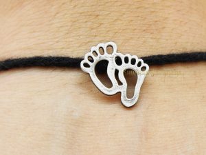 SJ Shubham Jewellers Rehti 925 Oxidised Silver Black Thread Footstep Nazarbattu/Nazaiya Anklet/Bracelet for Girls, Women and Children with Silver Ghunghroo