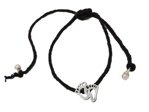 SJ Shubham Jewellers Rehti 925 Oxidised Silver Black Thread Footstep Nazarbattu/Nazaiya Anklet/Bracelet for Girls, Women and Children with Silver Ghunghroo