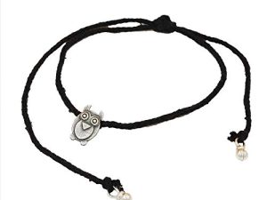 SJ Shubham Jewellers Rehti 925 Oxidised Silver Black Thread Owl Nazarbattu/Nazaiya Anklet/Bracelet for Girls, Women and Children with Silver Ghunghroo