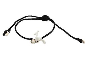 SJ Shubham Jewellers Rehti 925 Oxidised Silver Black Thread Peacock Nazarbattu/Nazaiya Anklet/Bracelet for Girls, Women and Children with Silver Ghunghroo