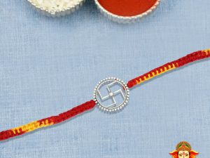 JewelYaari 925 Sterling Silver Rakhi With Roli Chawal ( Sathiya )
