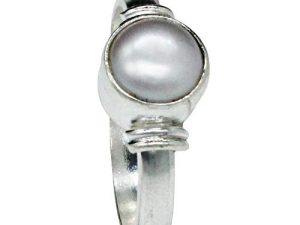 Shubham Jewellers Rehti 0.925 Wedding Collection Sterling Silver and Pearl Ring for Unisex-adult & Child (Silver)