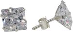 Shubham Jewellers Rehti 925-92.5 Sterling Silver Princess Cut Real Cubic Zirconia Fashion Stud Earrings For Men,Women,Children,Boys and Girls 9MM