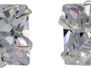 Shubham Jewellers Rehti 925-92.5 Sterling Silver Princess Cut Real Cubic Zirconia Fashion Stud Earrings For Men,Women,Children,Boys and Girls 9MM