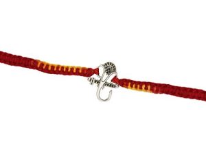 Shubham Jewellers Rehti 925 Oxidised Silver Ganesha Charm Bracelet With pure Cotton thread For Men, Women, Boys and Girls