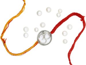 Shubham Jewellers Rehti 925 Oxidised Silver Om Charm Bracelet With pure Cotton thread For Men, Women, Boys and Girls (big)