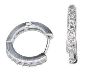 Shubham Jewellers Rehti 925 Pure Sterling Silver Hoops Bali Earrings With White American Diamond Cz for Girls, Babies or Boys (12)