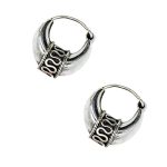 Shubham Jewellers Rehti 925 Sterling Pure Silver Oxidised Hoop Bali Earrings for Boys Girls and Women(M)