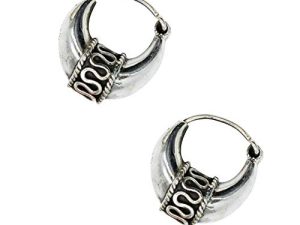 Shubham Jewellers Rehti 925 Sterling Pure Silver Oxidised Hoop Bali Earrings for Boys Girls and Women(M)