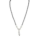 Shubham Jewellers Rehti 925 Sterling Silver Mangalsutra with Pearl & Black Beeds Crystal Chain for Women - Party Casual Wear