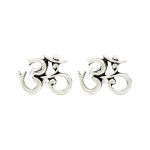 Shubham Jewellers Rehti 92.5 Sterling Silver Om unisex studs For Boys, Girls and Child.