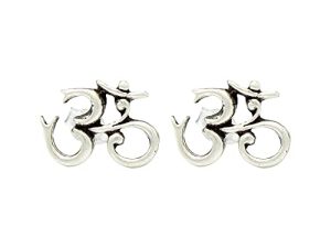 Shubham Jewellers Rehti 92.5 Sterling Silver Om unisex studs For Boys, Girls and Child.