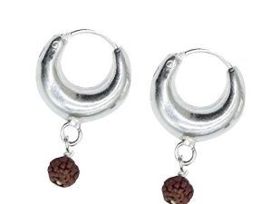 Shubham Jewellers Rehti 925 Sterling Silver Rudraksha Bali Fashion Oxidized Hoop Earrings for Boys, Girls and Women