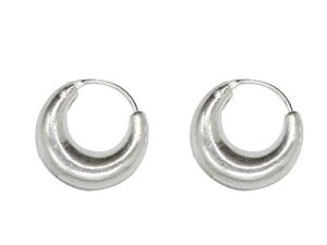 Shubham Jewellers Rehti 925 Stylish Kaju Bali Hoop Earrings in Pure 92.5 Sterling Silver Pair (12) | White