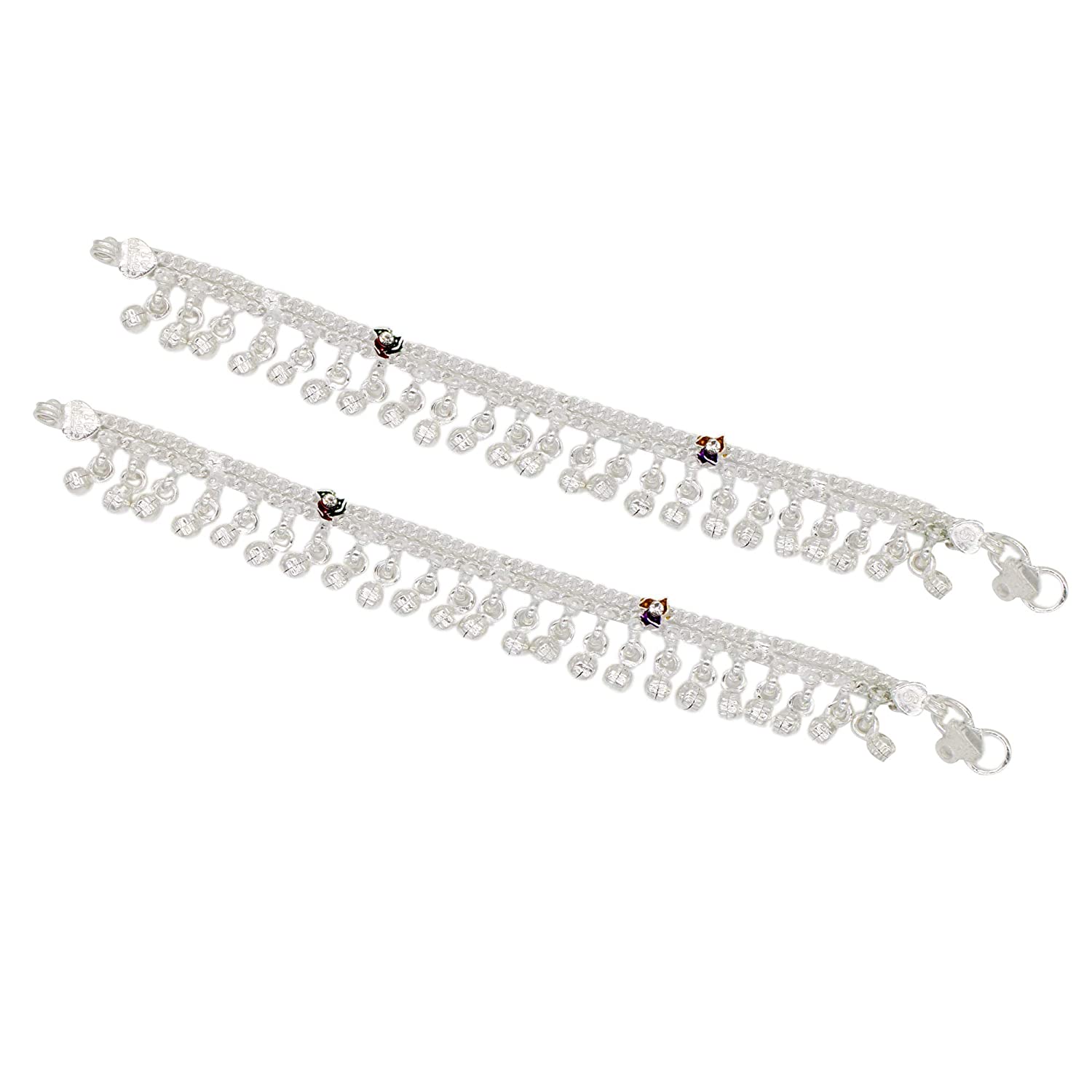 Shubham Jewellers Rehti Pure 70% Kailash Silver Payal/Anklets for Baby Girls and Baby Boys, Payal Kailash A1 (5.5)