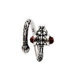 Shubham Jewellers Rehti Pure 925 92.5 Sterling Silver Bahubali Rudraksha Trishool Ring for Men and Boys 7gm Free Size