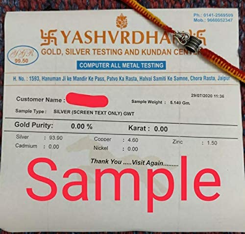 Shubham Jewellers Rehti Pure 925 Oxidised Silver Om Charm With pure Cotton thread For Men, Women, Boys and Girls (Small Om) Free Size