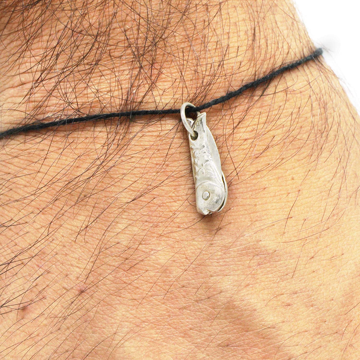 Shubham Jewellers Rehti Pure Silver Nazar Chaku Pendants Nazariya for New Born Babies kids Pure Cotton Thread for Protection( Fish)