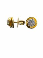 Shubham Jewellers Rehti Sterling Silver Cubic Zirconia Flower Shape Gold Polish Earrings For Unisex-Adult & Unisex-Child 7 MM