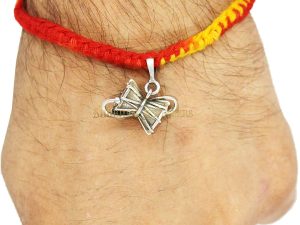 Shubham Jewellers Rehti Women's and Men's 925 Sterling Silver Precious Metal Oxidised Trishool Rakhi with Pearl in Pure Cotton Thread