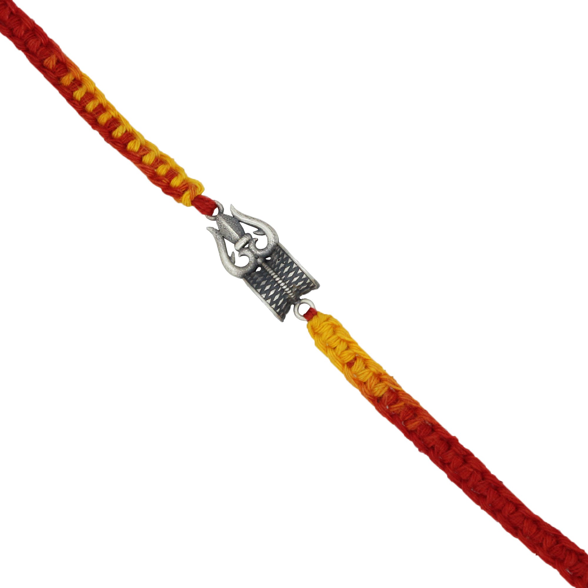 Shubham Jewellers Rehti 925 Sterling Silver Trishool Damru Rakhi With pure Cotton thread For Men, Women, Boys and Girls