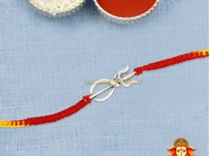 Shubham Jewellers Rehti 925 Sterling Silver Snake with Trishool Rakhi in pure Cotton thread For Men, Women, Boys and Girls