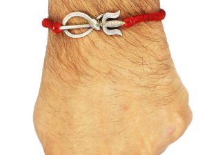 Shubham Jewellers Rehti 925 Sterling Silver Snake with Trishool Rakhi in pure Cotton thread For Men, Women, Boys and Girls