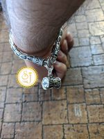 SJ Shubham Jewellers Rehti 925 92.5 Pure Sterling Silver Oxidised Twisted Bracelet With Shiva Damru and Hallmark