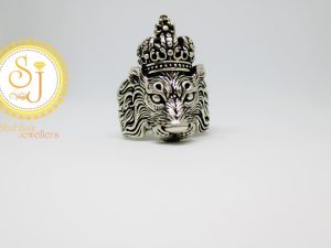Shubham Jewellers Rehti 925 Sterling Silver Oxidised Lion King Ring for boys and Men, Hallmark Ring