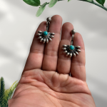 925 Sterling Silver Oxidised Designer Tribal Upper Ear Bugadi Clip Earrings for Women/Girls With Blue Turquoise
