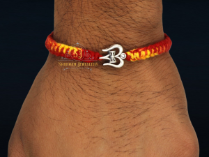 JewelYaari 925 Sterling Silver Rakhi Damru In Trishool With Roli Chawal ( Damru In Trishool )