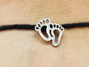 Shubham Jewellers Rehti 925 Oxidised Silver Black Thread Footstep Nazarbattu/Nazaiya Anklet/Bracelet for Girls, Women and Children with Silver Ghunghroo