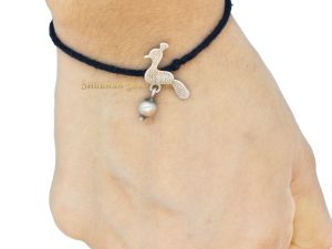 Shubham Jewellers Rehti 925 Oxidised Silver Black Thread Peacock Nazarbattu/Nazaiya Anklet/Bracelet for Girls, Women and Children with Silver Ghunghroo