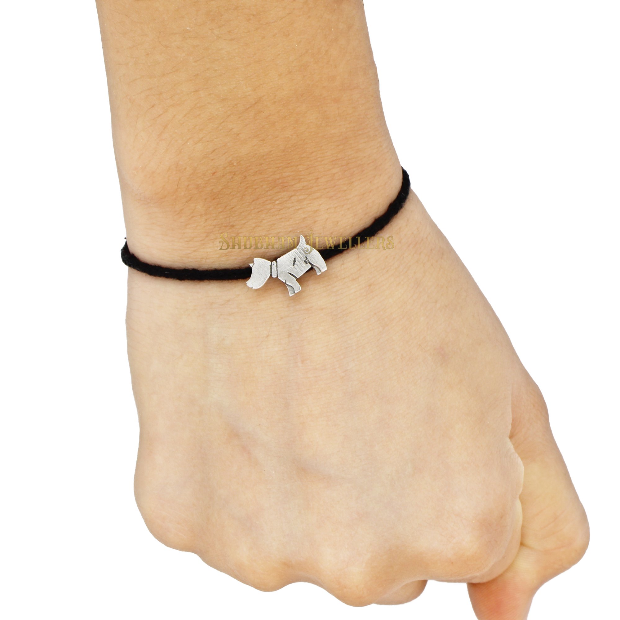 Shubham Jewellers Rehti 925 Oxidised Silver Black Thread Puppy Nazarbattu/Nazaiya Anklet/Bracelet for Girls, Women and Children with Silver Ghunghroo