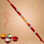 SJ Shubham Jewellers Rehti 925 Sterling Silver 5 Round Rakhi With Pure Cotton thread For Men, Boys special for Rakshabandhan (Roli Chawal Included)