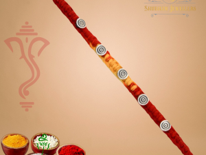 SJ Shubham Jewellers Rehti 925 Sterling Silver 5 Round Rakhi With Pure Cotton thread For Men, Boys special for Rakshabandhan (Roli Chawal Included)