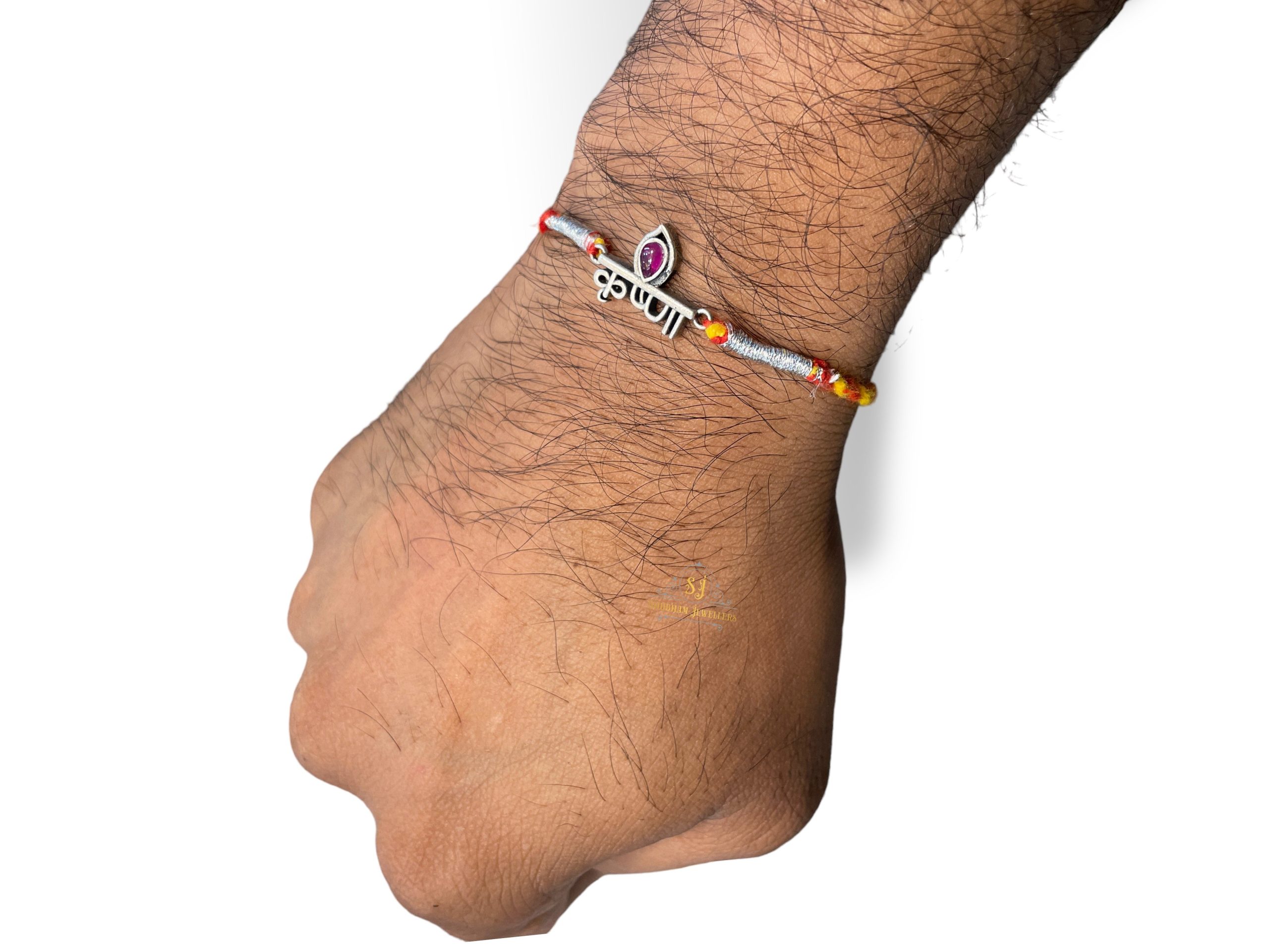 925 Sterling Silver Rakhi for brother Krishna Bracelet Raksha Bandhan Pure Cotton For Men, Boys, Kids Rakhi With Roli Chawal - Image 7