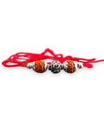 925 Sterling Silver Rakhi for brother Rudraksha Rakhi Om Beads For Men, Boys, Kids Rakhi With Roli Chawal