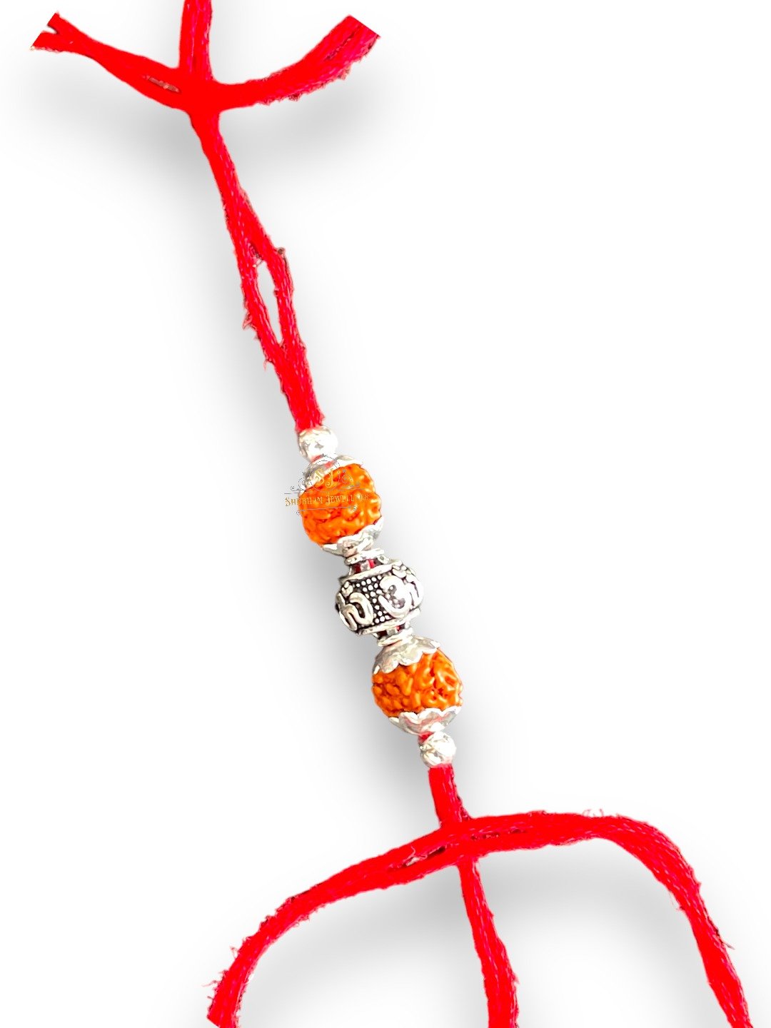 925 Sterling Silver Rakhi for brother Rudraksha Rakhi Om Beads For Men, Boys, Kids Rakhi With Roli Chawal - Image 4
